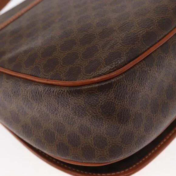 Authentic CELINE Macadam Canvas Shoulder Bag PVC Leather Brown Gold - Picture 7 of 16